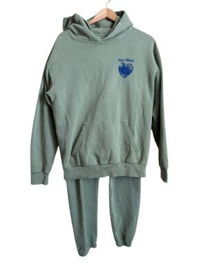 Alix Earle Hot Mess Podcast Disco Heart Hoodie & Sweatpants Set M/S Sage Green